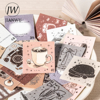 JIANWU Cô Gái Tinh Tế 100 Ngày Đấm Thẻ Series Vintage Phong Cảnh Chất Liệu Cắt Dán Memo Pad Sáng Tạo DIY Tạp Chí Văn Phòng Phẩm