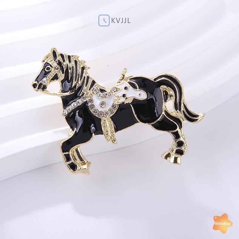 Trâm cài ngựa phong cách cổ điển với kim cương giả màu trắng, phụ kiện thời trang cho các bữa tiệc