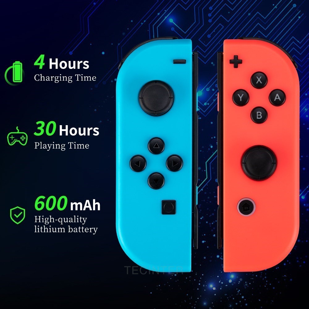 Tay cầm không dây Joycon tương thích với Nintendo Switch/Switch Lite/OLED, rung kép