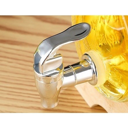 Bình thủy tinh đựng rượu dung tích 3 lít - 5 lít tặng kèm vòi và kệ gỗ dày dặn