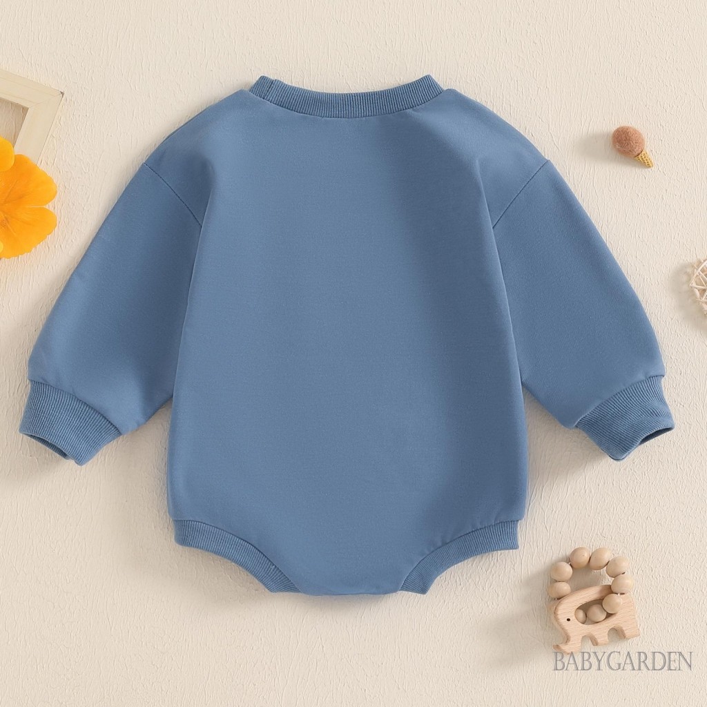Áo liền quần cho bé Áo liền quần cổ điển thêu chữ dài tay cổ tròn