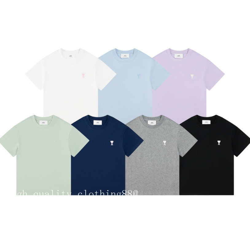 Áo thun cotton cổ tròn thêu trái tim trắng - Chất liệu tốt, sẵn sàng giao ngay