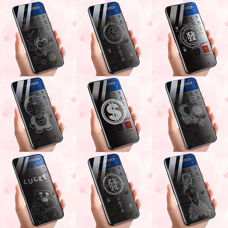 Phim bảo vệ màn hình kính cường lực bảo vệ màn hình chống gián điệp cho iPhone 15 16 17 pro max Plus Bảo hiểm toàn diện Phim hoạt hình 6D