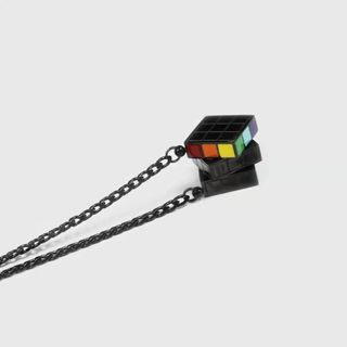 Vòng cổ tráng men cầu vồng Heart Rubik's Cube, thời trang cho áo len và xương đòn