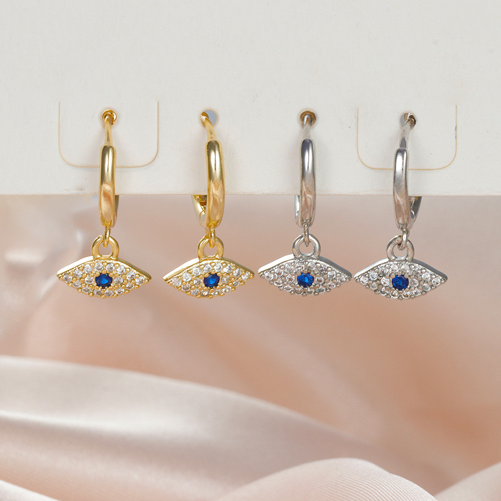 Bông tai mắt quỷ bạc S925 đơn giản dành cho nữ Bông tai Zircon cổ điển không gây dị ứng