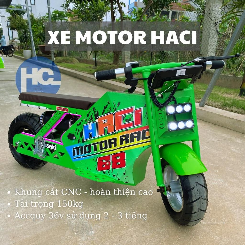 Xe Motor Điện Mini HACI 2025 - Chạy Điện 36v, Tải Trọng 150kg Màn LED ...