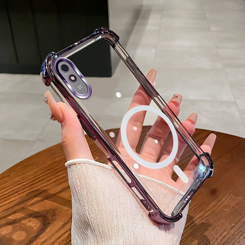 Ốp Lưng Cho Redmi 9A Từ Tính Không Dây Trong Suốt Bốn Góc Chống Sốc Bảo Vệ Ống Kính Ốp Điện Thoại SJSFDDR