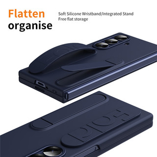 Dây đeo cổ tay có thể gập lại Funda Case cho Samsung Galaxy Z Fold 7 6 4 5 3 5G Vỏ kính phía trước