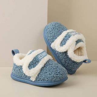 W Mùa Đông Trong Nhà Cho Bé Nhà Dép Cotton Trẻ Em Rễ Quấn Bé Trai Bé Gái Lót Lông Cừu Tiện Lợi Giày Cotton Chống Trơn Trượt Giày Ấm Áp