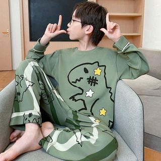 Bộ đồ ngủ bé trai 2026 – Pyjama siêu nhân hoạt hình, dài tay cotton mềm thoáng