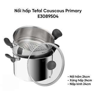 Nồi hấp Inox 18/10 Tefal Couscous Primary E3089504 24cm - Thép không gỉ - Đế 3 lớp | BH 24 Tháng