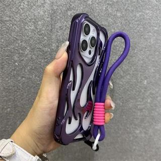 Ốp Điện Thoại Ngọn Lửa 3D Tản Nhiệt Rỗng Cho iPhone 17 Pro Max 15 14 13 12 11 16 Pro Max Plus Thời Trang Có Dây Đeo Cổ Tay