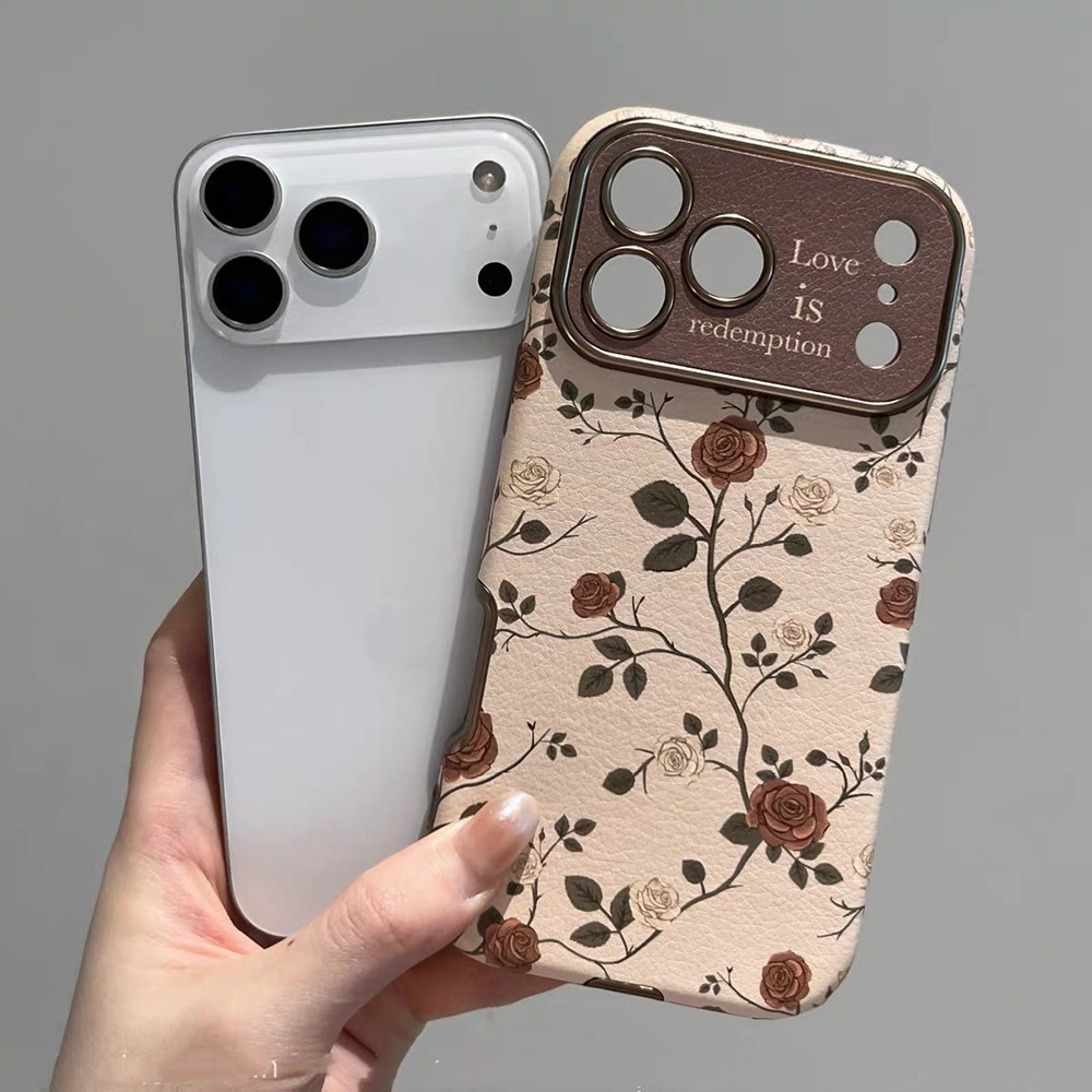 Ốp Điện Thoại Da Windows Vintage Rose Cho iPhone 17 Pro Max 16 15 14 13 Vỏ Bảo Vệ Chống Sốc