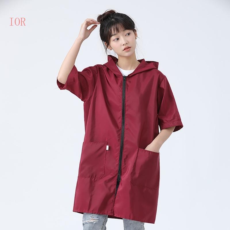 IOR Tay Ngắn Tạp Dề Nhà Bếp Áo Khoác Hộ Gia Đình Áo Mặc Đi Làm Có Túi
