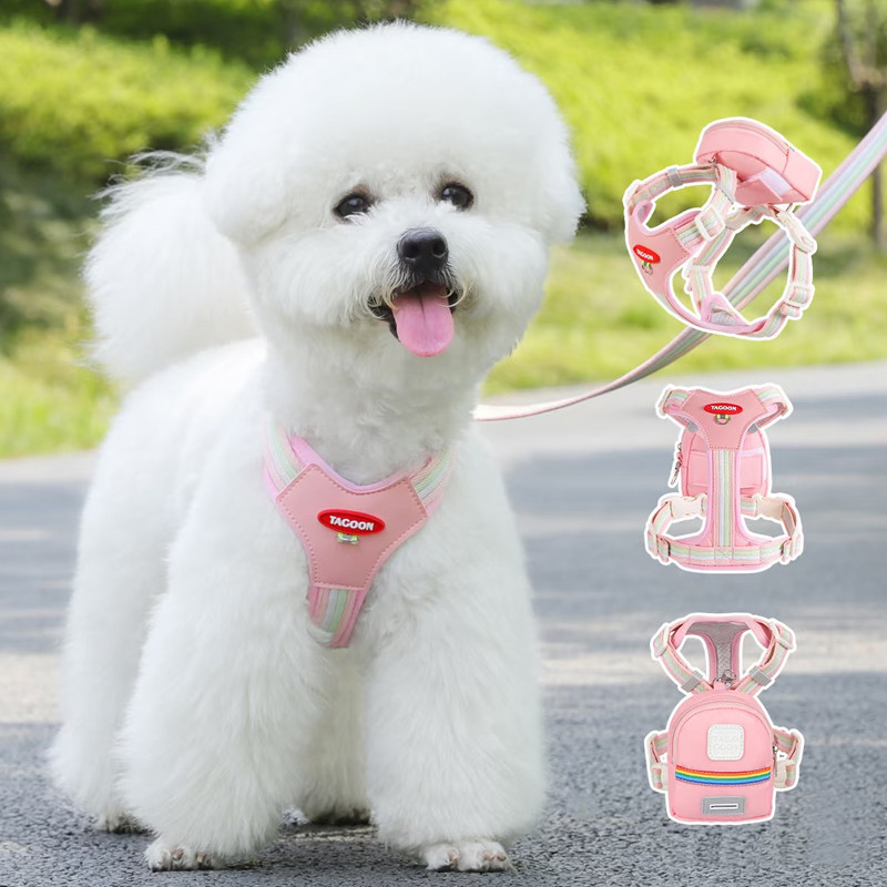 Pet-Eleven Ba lô dắt chó đi chơi, dây đeo ngực thoáng khí, chống thoát, kèm túi đựng túi vệ sinh, phù hợp cho chó nhỏ như Teddy, Pomeranian