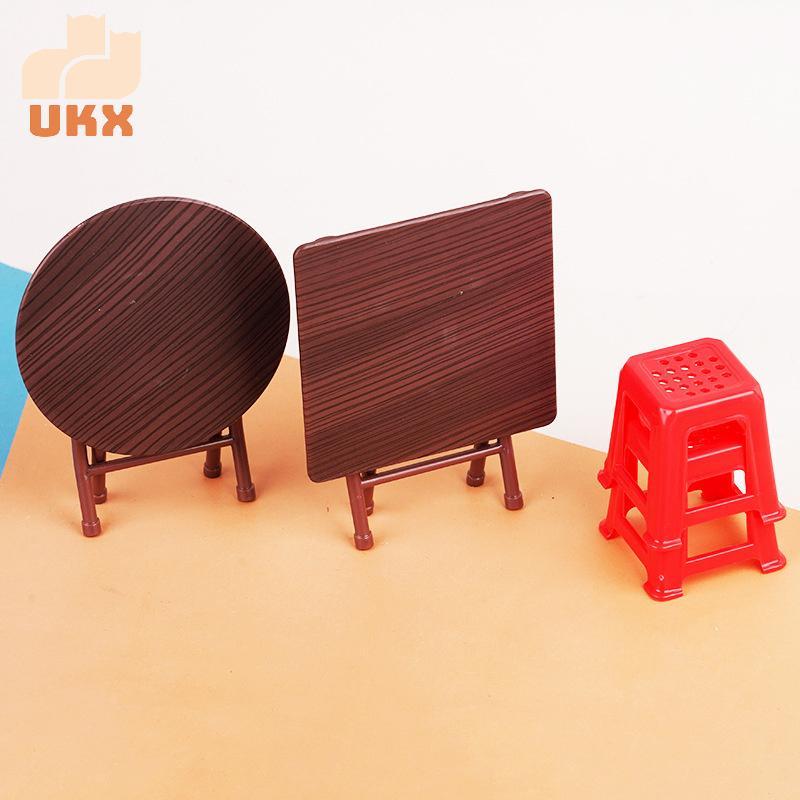 Bộ phân bàn gấp thu nhỏ UKX 1: 12, Phụ kiện trang trí nội thất nhà búp bê VN