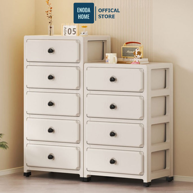 Tủ Đựng Đồ Ngăn Kéo ENODA HOME, Tủ Nhựa Nhiều Tầng Lắp Ráp Đơn Giản Có Bánh Xe Tiện Lợi TUN017