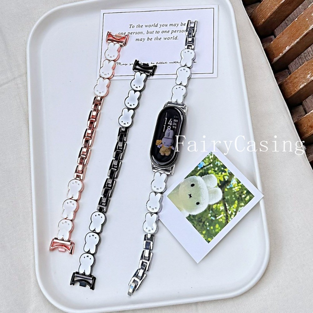 Mới Thỏ Nhỏ Kim Loại Cho Xiaomi Band 10 9 8 Pro 7 6 5 4 3 Dây Đeo Vòng Tay Cho Redmi watch6 5 4 Dây Đeo Tay Phụ Kiện