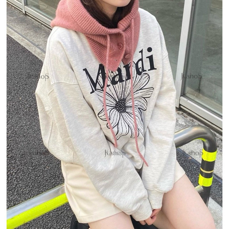 Kanos_shop | Sweater boxy, Hàn quốc classic daisy flower print áo tay dài áo thu đông nữ áo thể thao