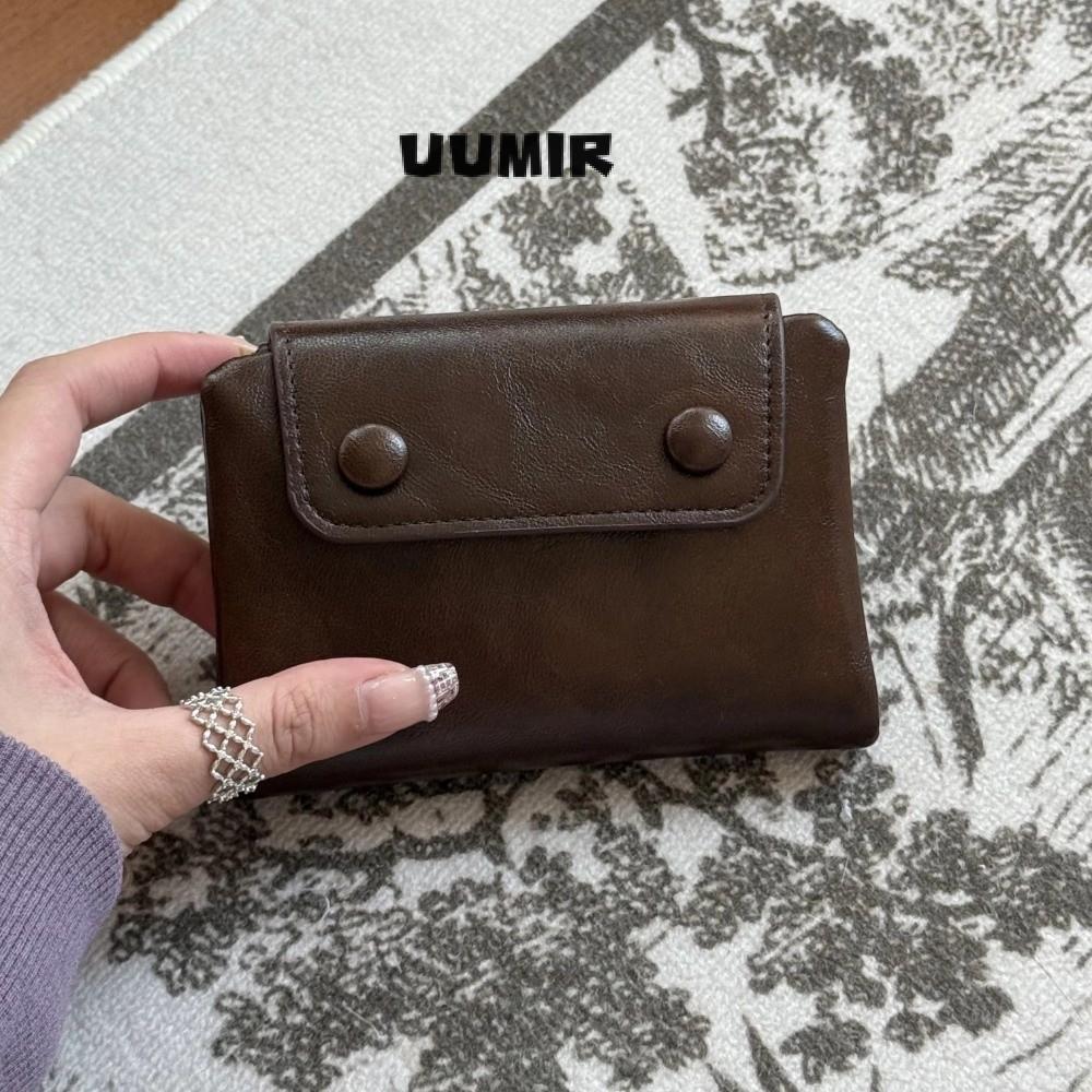 UUMIR Ví nữ UUMIR, Túi đựng tiền bằng da PU mềm cổ điển Hàn Quốc, Túi đựng thẻ kinh doanh nhiều thẻ cầm tay có khóa kéo ngắn