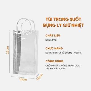[HỎA TỐC HCM] Túi nhựa đựng ly giữ nhiệt trong suốt có quai xách tiện lợi ANGIHOME