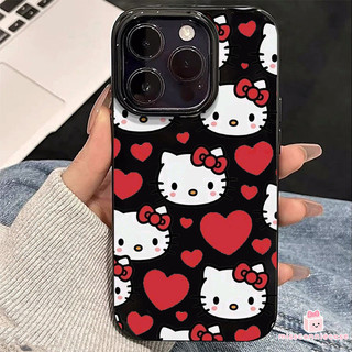 Ốp Lưng Cho Iphone 17 15 12 14 13 11 16 Pro Max Air 7 16 15 14 8 6 Plus 7Plus XS X XR Max SE 2022 Phim Hoạt Hình HelloKitty Trái Tim Tình Yêu Dâu Tây Sang Trọng Bóng Bề Mặt