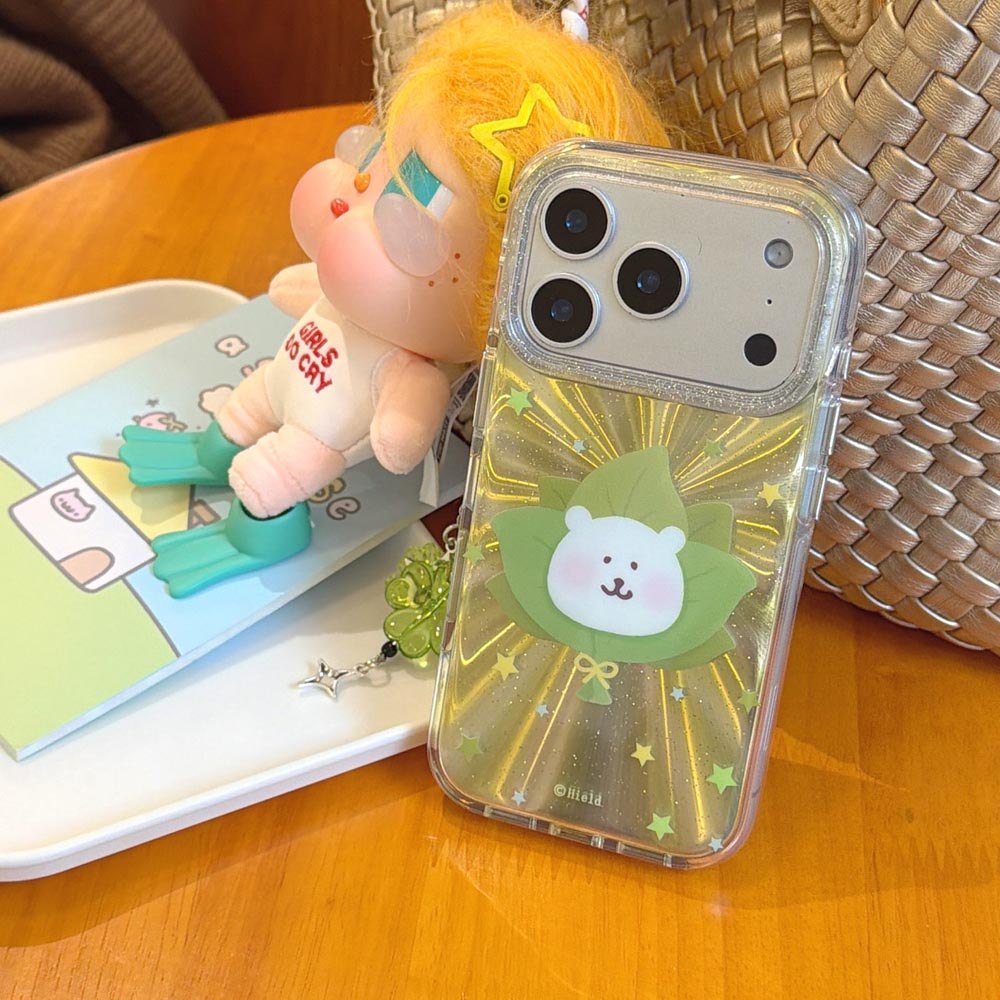 Ốp Lưng Cứng Tương Thích Với iPhone 13 14 14Pro 14ProMax 15 15Pro 15ProMax 16 16Pro 16ProMax 17 17Pro 17ProMax Ốp Họa Tiết Gấu Lá Cam quýt