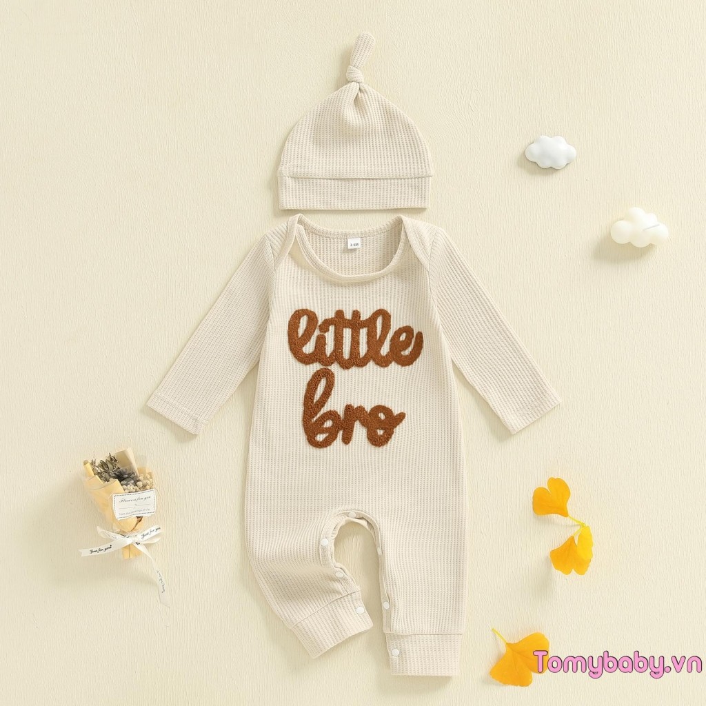 Bộ áo liền quần có vách ngăn mùa thu cho bé trai Bộ áo liền quần cổ tròn dài tay có mũ