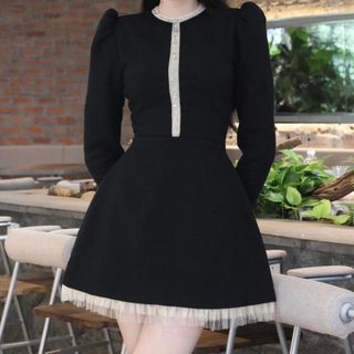 Váy dài tay, váy nữ xinh, váy dự tiệc,DY03 Women Voan Dress