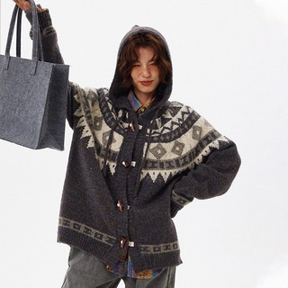 Áo len cardigan cổ điển kiểu Mỹ có mũ - phù hợp cho nam và nữ