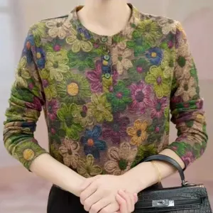 Áo dài tay dáng rộng dành cho phụ nữ trung niên, thời trang và thoải mái