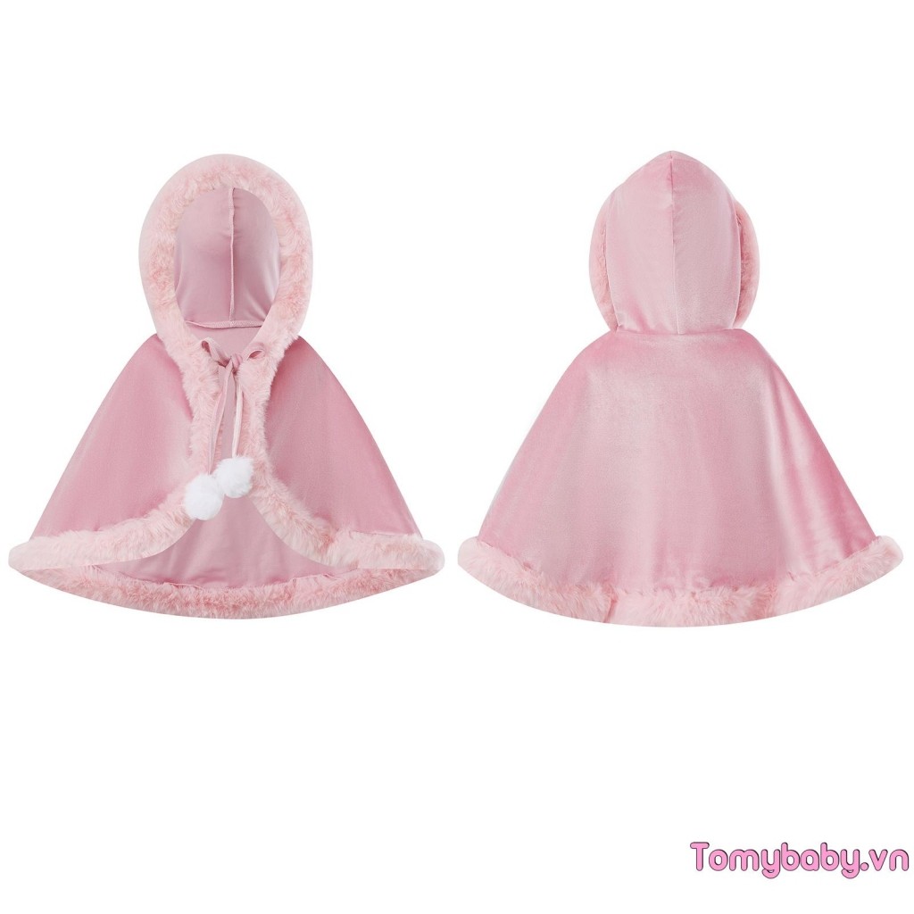 Áo Giáng Sinh Cho Bé Gái Nhung Cao Cấp Santa Áo Có Mũ Trùm Đầu Poncho Với Lông Viền Cho Các Sự Kiện Cosplay