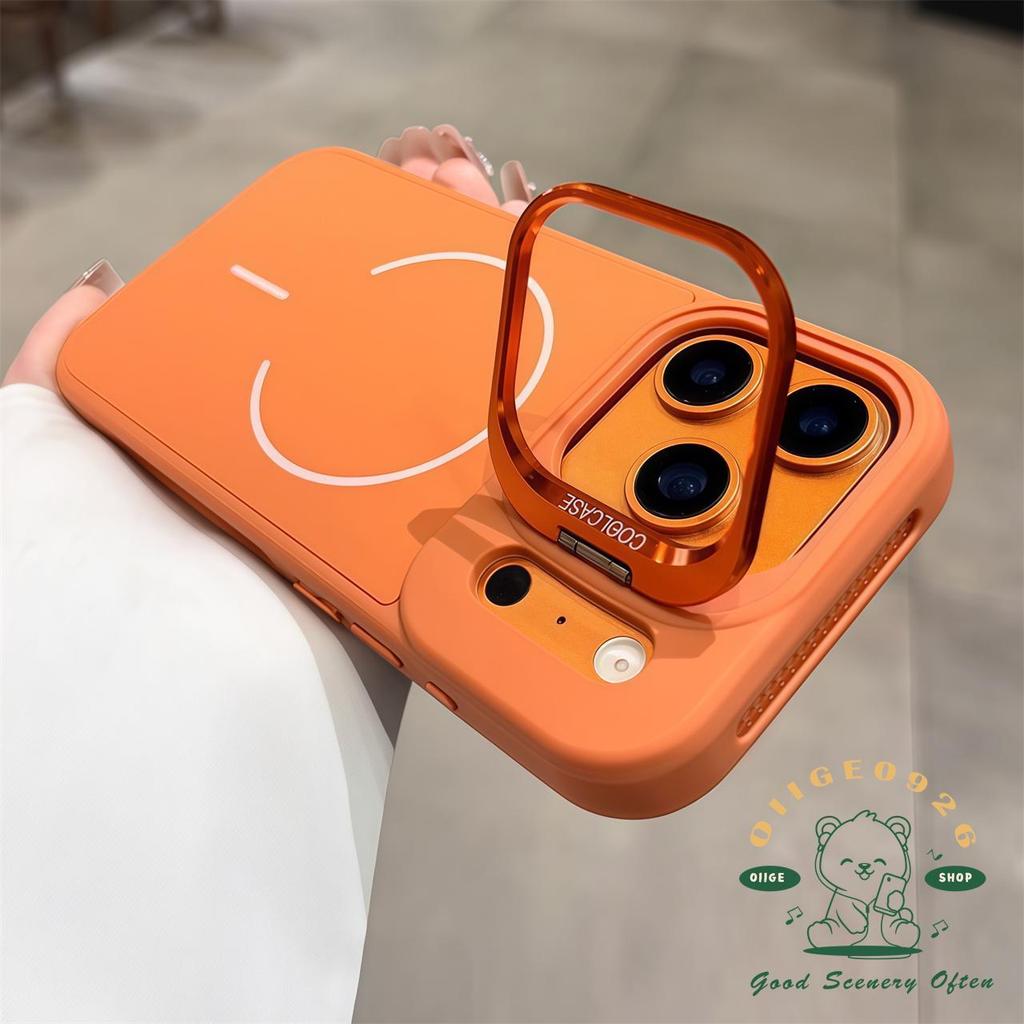 【 Ốp lưng iPhone17 】 Vỏ điện thoại dạng lỏng mờ màu cam từ tính iphone17 Pro Max 16 15 14 13 12 cho vỏ iPhone Vỏ mềm silicon TPU chống sốc
