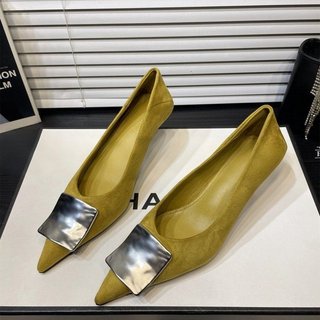 Giày Cao Gót Nữ Mũi Nhọn Gót Chân Slip-On Nông Miệng 34-41