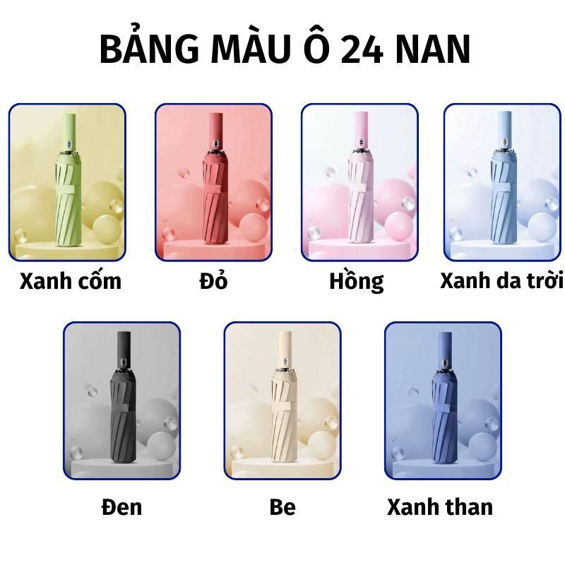 Ô Tự Động Che Mưa Chống Nắng 24 Nan Khung Xương Dày Cứng Cáp ,Nhỏ Gọn