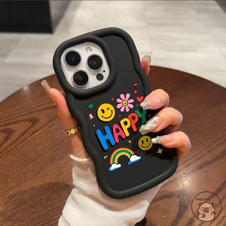 Dành Cho Tecno Pop 10 9 8 7 Pro 6 GO 5 Pova 7 6 Neo 5 Pro 5G 4G Vỏ Điện Thoại Sóng Đầy Màu Sắc Mặt Cười Cười Cười Hoa Cầu Vồng Hoạt Hình Dễ Thương Mờ Vỏ Mềm