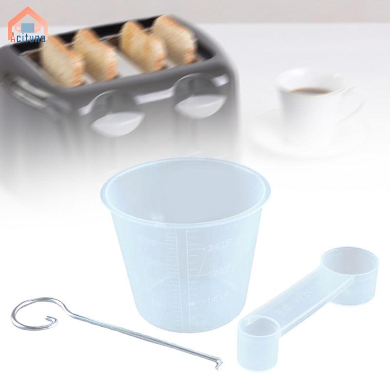 Đo Thìa Bộ Cốc Đo Thìa Cốc Tay Cầm Dài Muỗng Dụng Cụ Loại Bỏ Mái Chèo Thanh Khuấy Làm Bằng Thép Không Gỉ Và PP Thích Hợp Cho Nhà Ký Túc Xá Ba