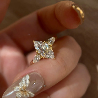 Nhẫn nữ zircon mô phỏng moissanite mắt ngựa, phong cách châu Âu và Mỹ