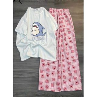 SÉT BỘ ĐỒ NỮ QUẦN HEO HỒNG + PHỐI ÁO PHÔNG TAY NGẮN MÙA HÈ --thuba94