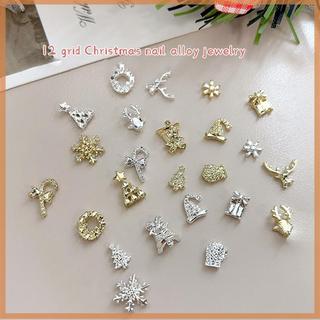 [savemoneyeveryday] 48 Cái / hộp Đồ trang trí nghệ thuật làm móng Giáng sinh với tuần lộc dễ thương, bông tuyết và chuông Phụ kiện làm móng [vn]