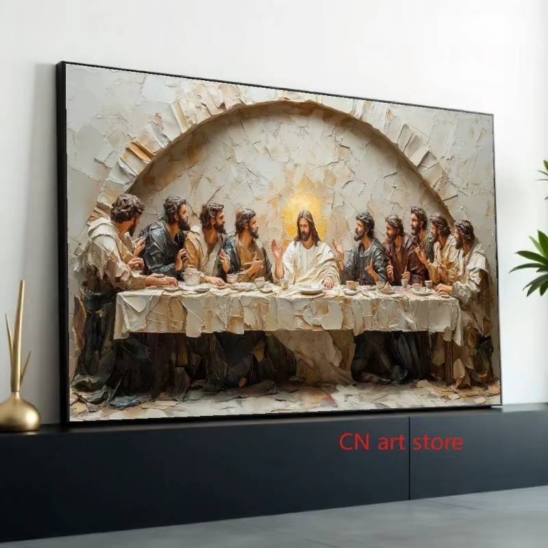 Retro Bữa Ăn Tối Cuối Cùng Tôn Giáo Chúa Giêsu Với Đệ Tử Nghệ Thuật Tâm Linh Poster Tranh Canvas In Hình Ảnh Phòng Khách Trang Trí Nhà