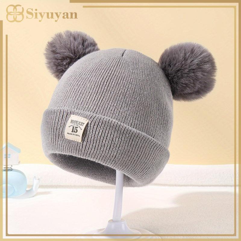 Siyuyan Thu Đông Cho Bé Mũ Dệt Kim Ấm Áp Với Pom Trẻ Em Đan Mũ Beanie Màu Trơn Mũ Trẻ Em Mũ Bé Cho Bé Trai Bé Gái VN