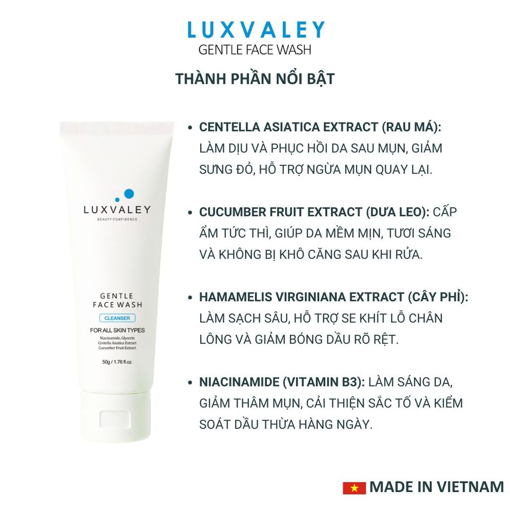 SỮA RỬA MẶT DỊU NHẸ PHÙ HỢP CHO MỌI LÀN DA NHẠY CẢM LUXVALEY CHIẾT XUẤT TỪ THIÊN NHIÊN