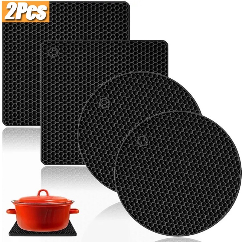 1 / 2 Cái Nhà Bếp Silicon Trivet Thảm Nồi Giá Đỡ / Chống Trượt Chịu Nhiệt Mặt Bàn Thảm