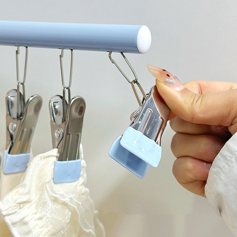 1 / 2 / 3 / 4 CÁI - Móc treo phơi tất bằng thép không gỉ có lớp phủ chống gỉ, Kẹp không dấu hoạt động một tay, Thiết kế có thể gập lại chịu tải mạnh mẽ cho quần áo