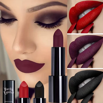 Halloween Dark Night Lipstick Chống thấm nước và lâu trôi Đen đậm Tím Matte Lipstick Trang điểm Mỹ phẩm môi