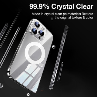 [Siêu Mỏng] Sanptoch Cho Ốp Điện Thoại Trong Suốt Pha Lê Từ Tính Cho iPhone 17 16 15 14 13 12 Pro Max Vỏ PC Trong Suốt Không Vàng Cho iPhone 16 15 Plus