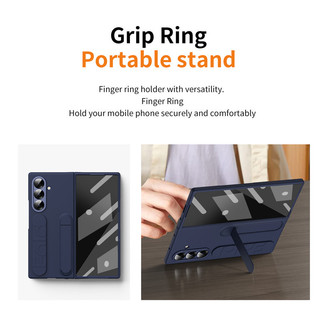 Dây đeo cổ tay có thể gập lại Funda Case cho Samsung Galaxy Z Fold 7 6 4 5 3 5G Vỏ kính phía trước