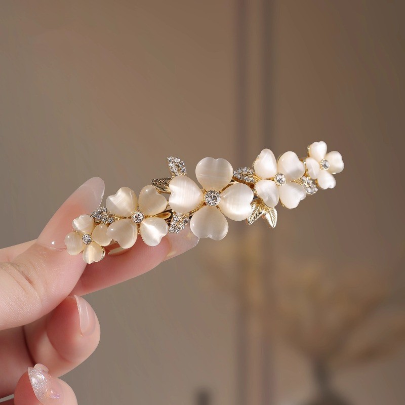 Kẹp tóc Opal Mắt Sao Sáng với Kim Cương Giả - Phong Cách Thanh Lịch Cho Mái Tóc Phía Sau