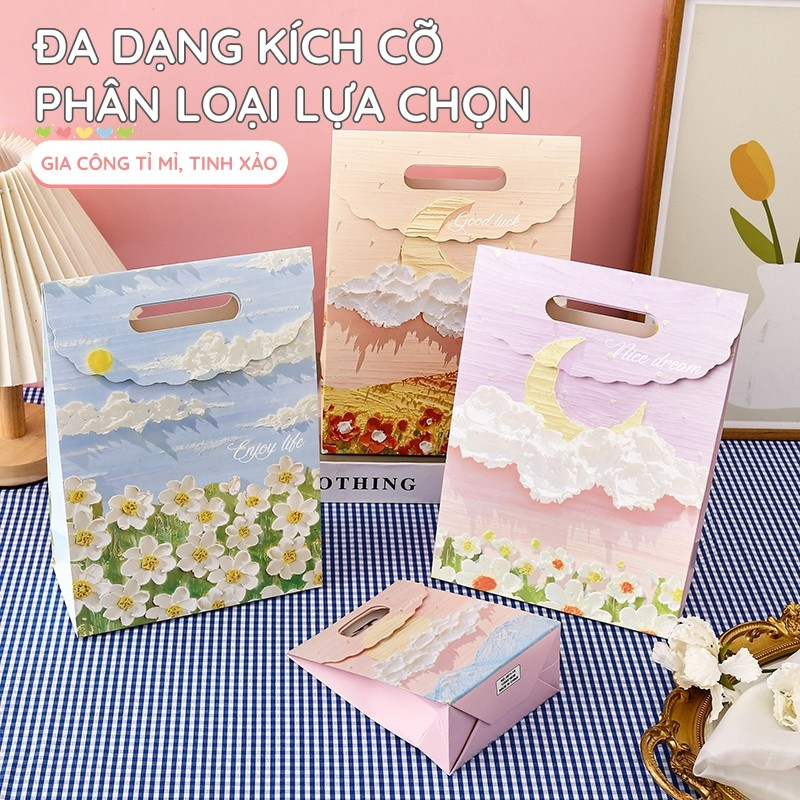 Túi Giấy Đựng Quà Sinh Nhật Mini Cute – Thiết Kế Sang Trọng Có Hoa, Dày Đẹp Cứng Cáp, Gói Quà Tặng Dễ Thương